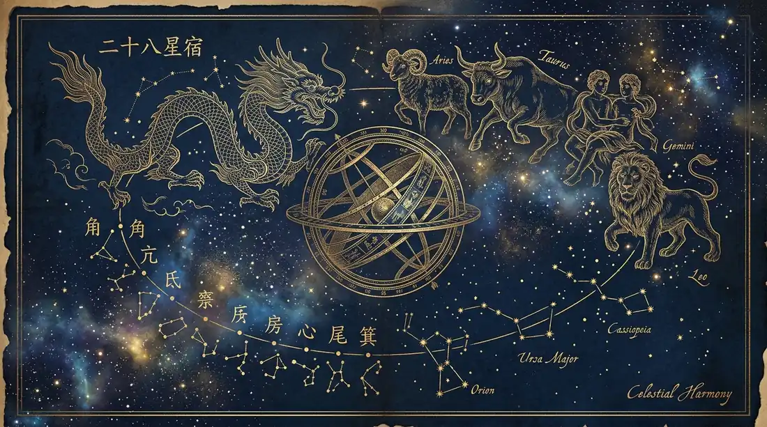 东西方天象体系比较艺术图